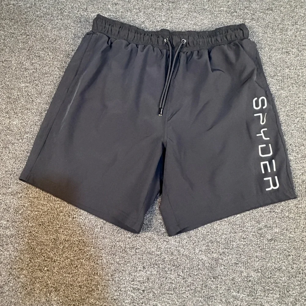 Spyder Swim Trunks Mens XL S620026 Black UV Protection Logo EUC